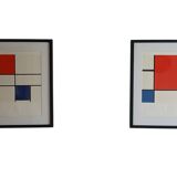 Pair of lithographs by piet mondrian 1872-1944 after two works