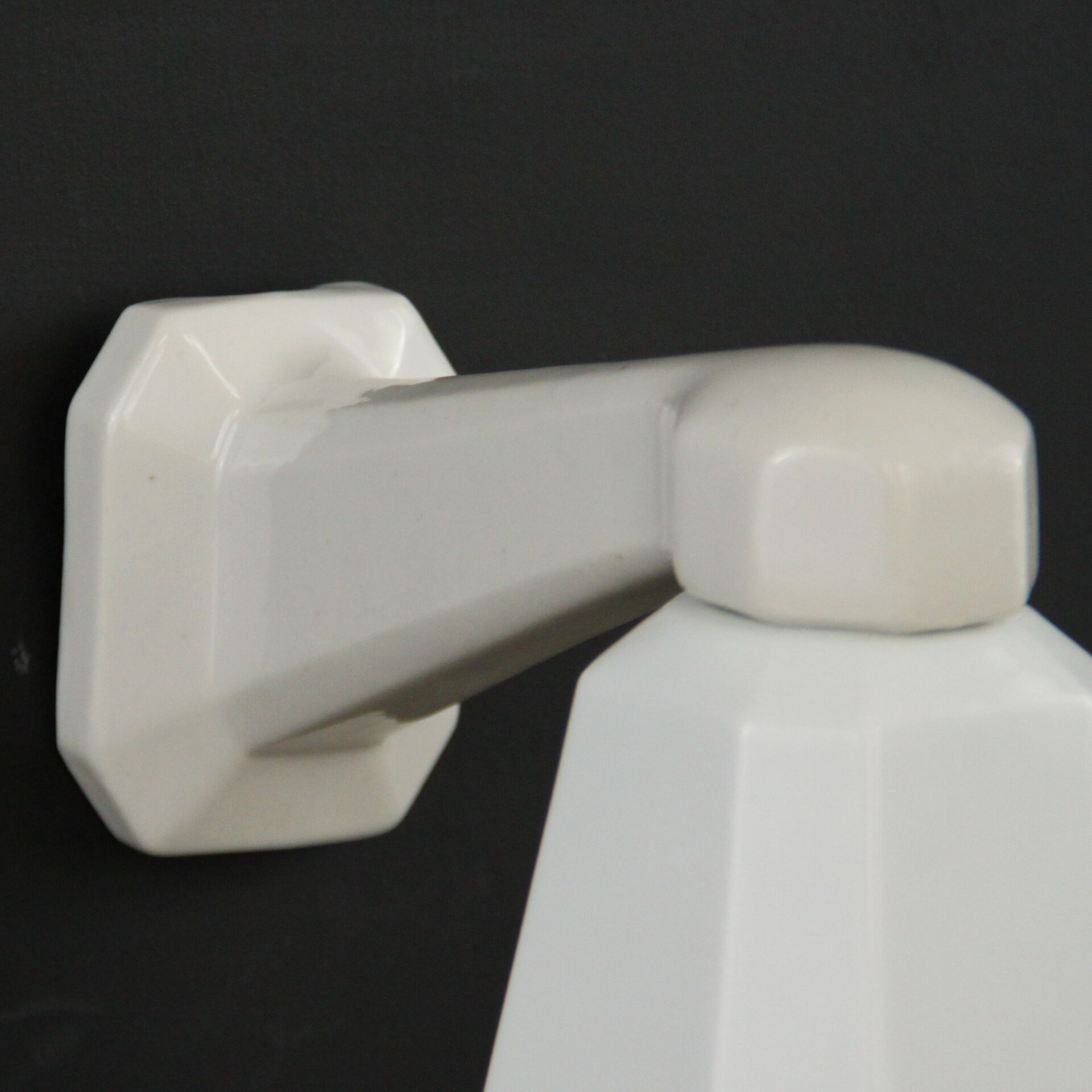 Applique murale col de cygne porcelaine, tulipe en verre opaline