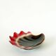 Ceramic shell-shaped catchall, red and brown, 1970.
