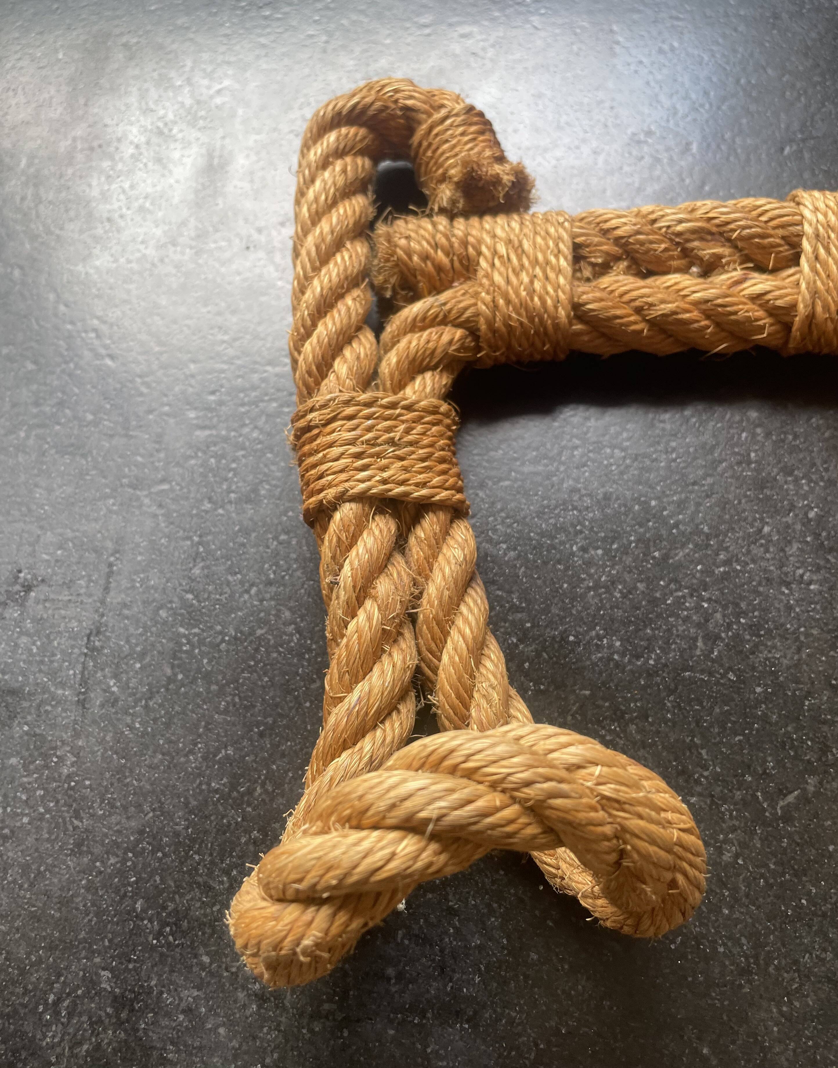 vintage wall coat rack in braided rope