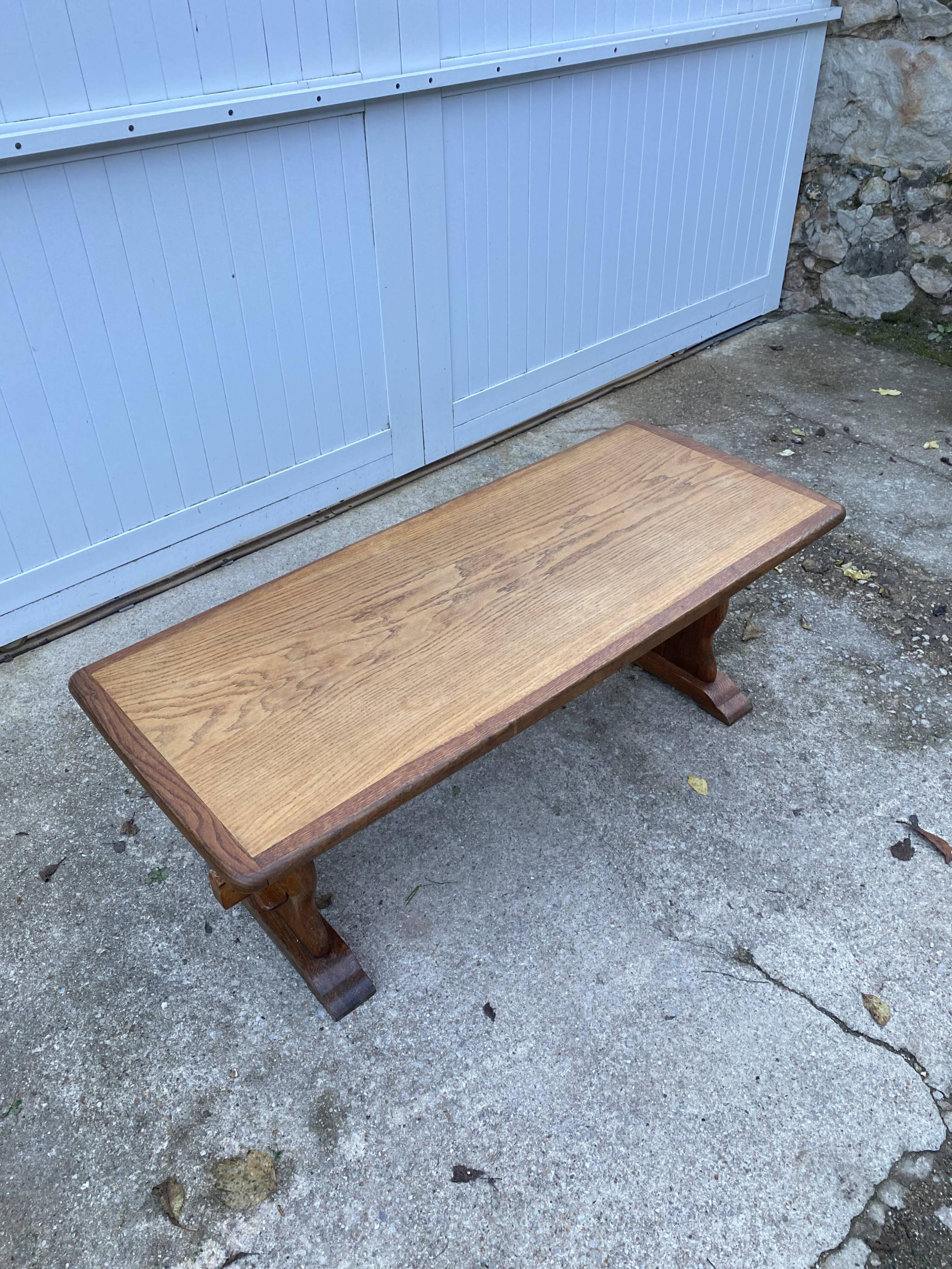 Rustic oak farmhouse coffee table, monastery style, 1950s