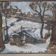 Old oil painting representing a winter landscape