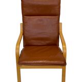 Vintage Danish armchair cognac leather by Stouby