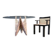 Architectural marble and glass dining table, 1970s