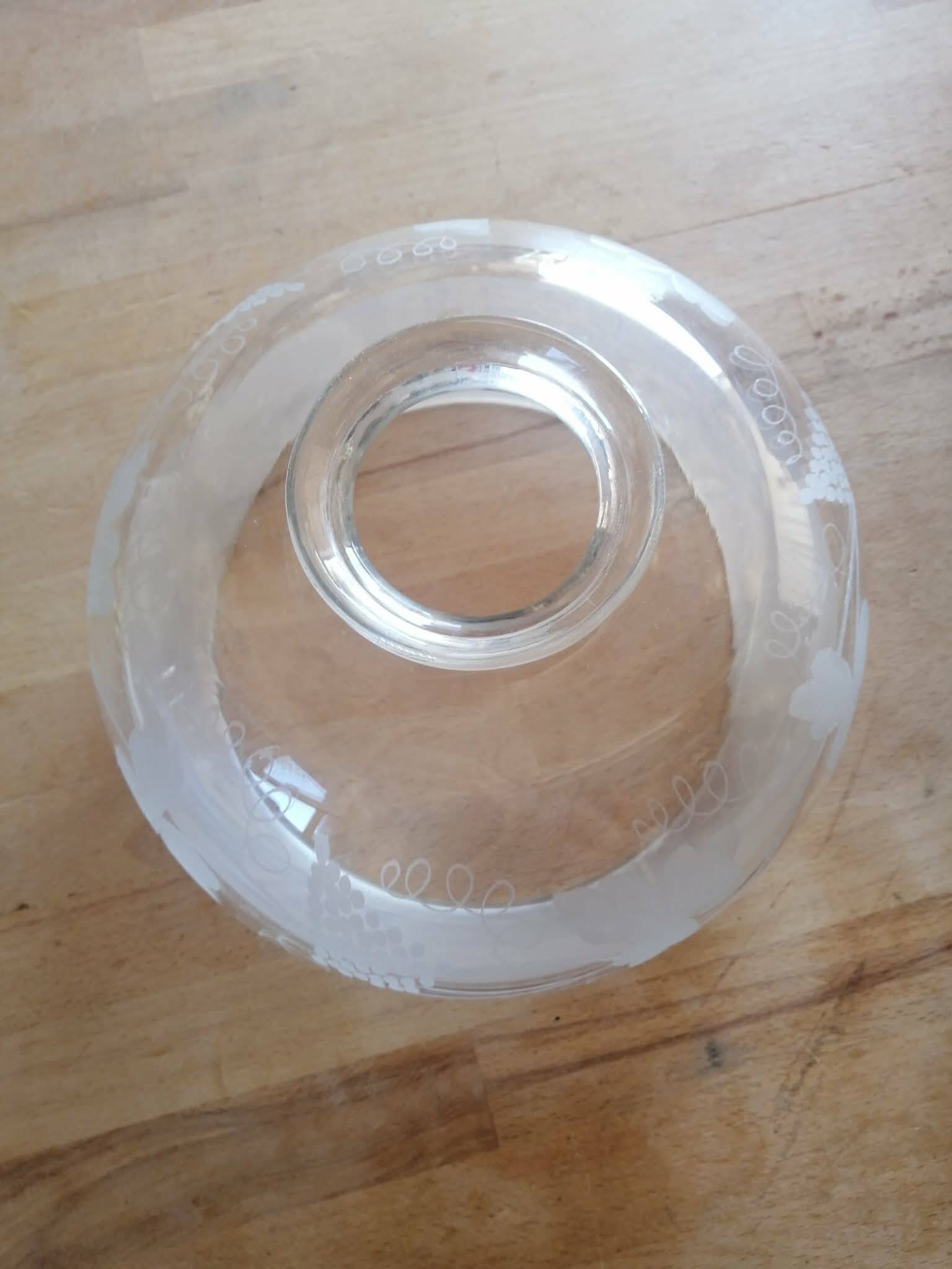 Suspension TULIPE of LAMP XIXth CRYSTAL Blown decorated with engraved vine leaves and grapes