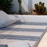 Recycled cotton handmade rug - Grey and white