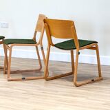 A set of four chairs in light oak (Theo chairs by Chorus)