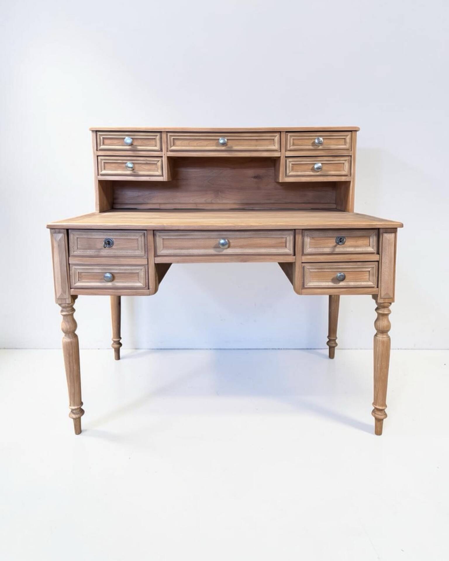 Louis XVI style graduated desk in solid cherry wood, renovated.