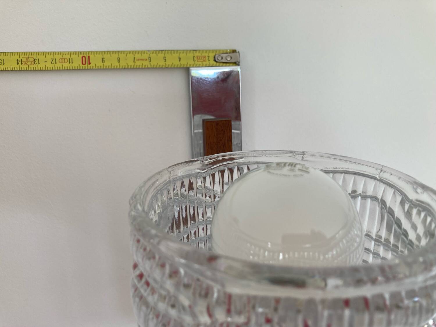 Vintage glass chandelier and its pair of wall lights