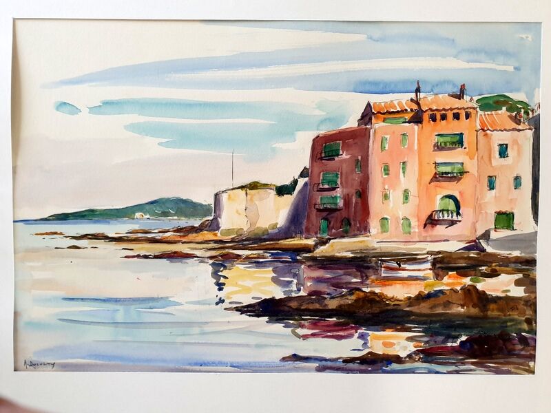 André Duculty (1912-1990) Watercolor on paper "Saint Tropez" Signed lower left