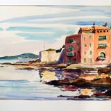 André Duculty (1912-1990) Watercolor on paper "Saint Tropez" Signed lower left