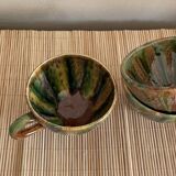 3 tasses en grès vert