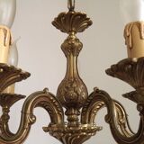 Lustre à 5 lumières en bronze de qualité française du milieu du siècle, avec détails de fleurs 5399