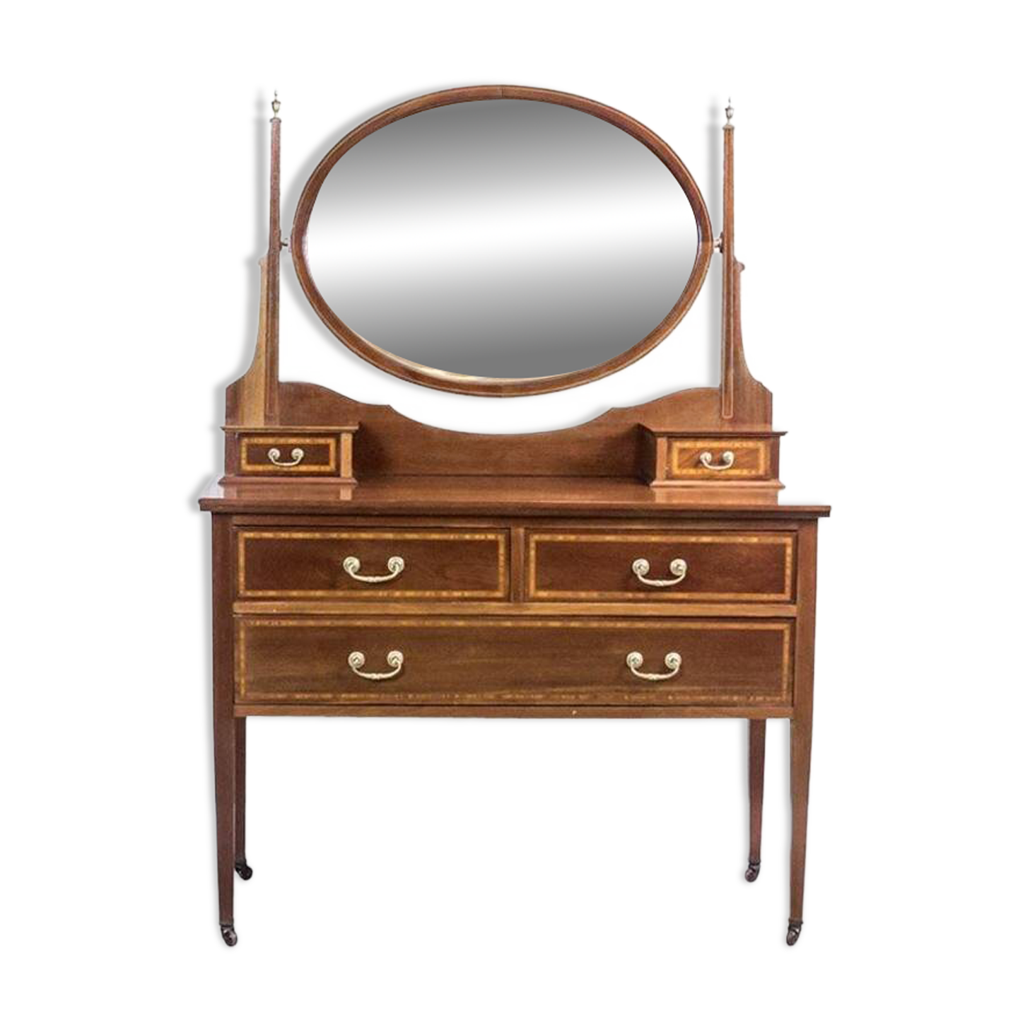 Antique English Softwood and Mahogany Veneer Vanity Table by Maple & Co., 1890s