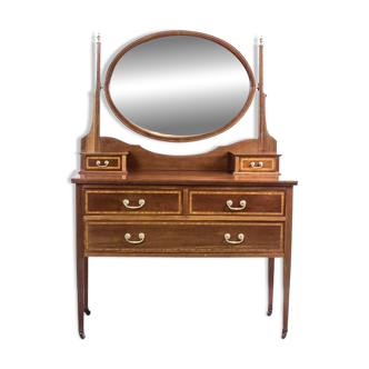 Antique English Softwood and Mahogany Veneer Vanity Table by Maple & Co., 1890s