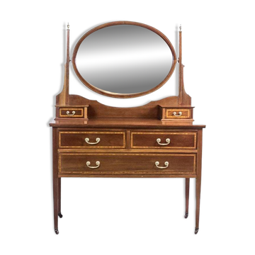Antique English Softwood and Mahogany Veneer Vanity Table by Maple & Co., 1890s