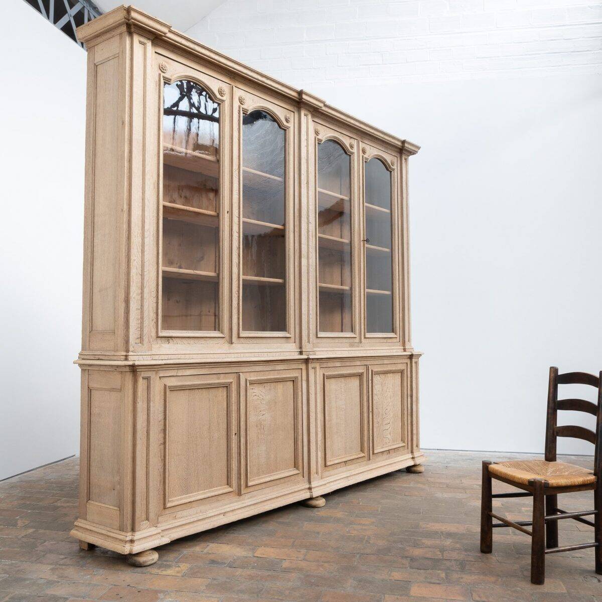 Large glass-fronted oak library – 19th century