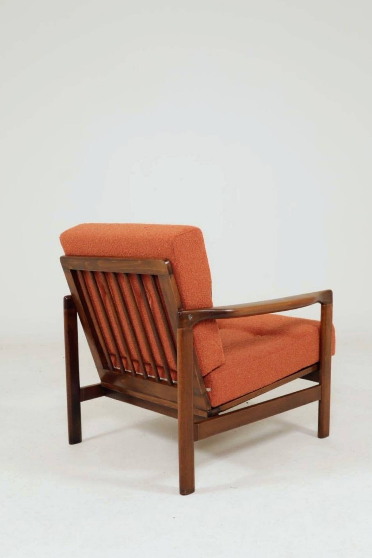 Vintage Armchair Orange Papaya Cushions, Poland, 1960