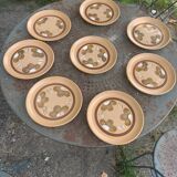8 assiettes plates motifs fleurs en gres sarreguemines france vintage