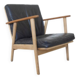 Fauteuil danois en teck et chêne du milieu du siècle, années 1950