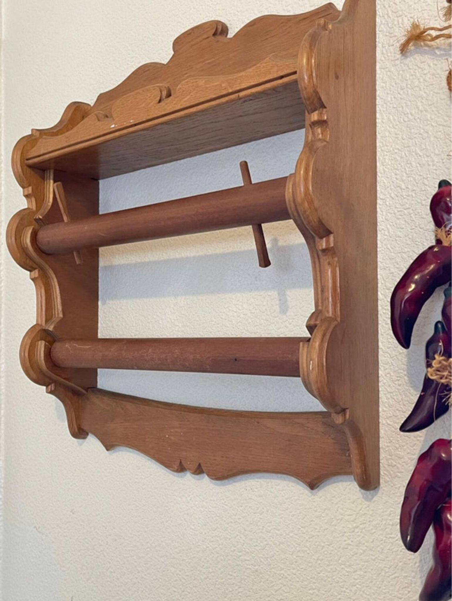 spice rack and solid wood paper towel holder