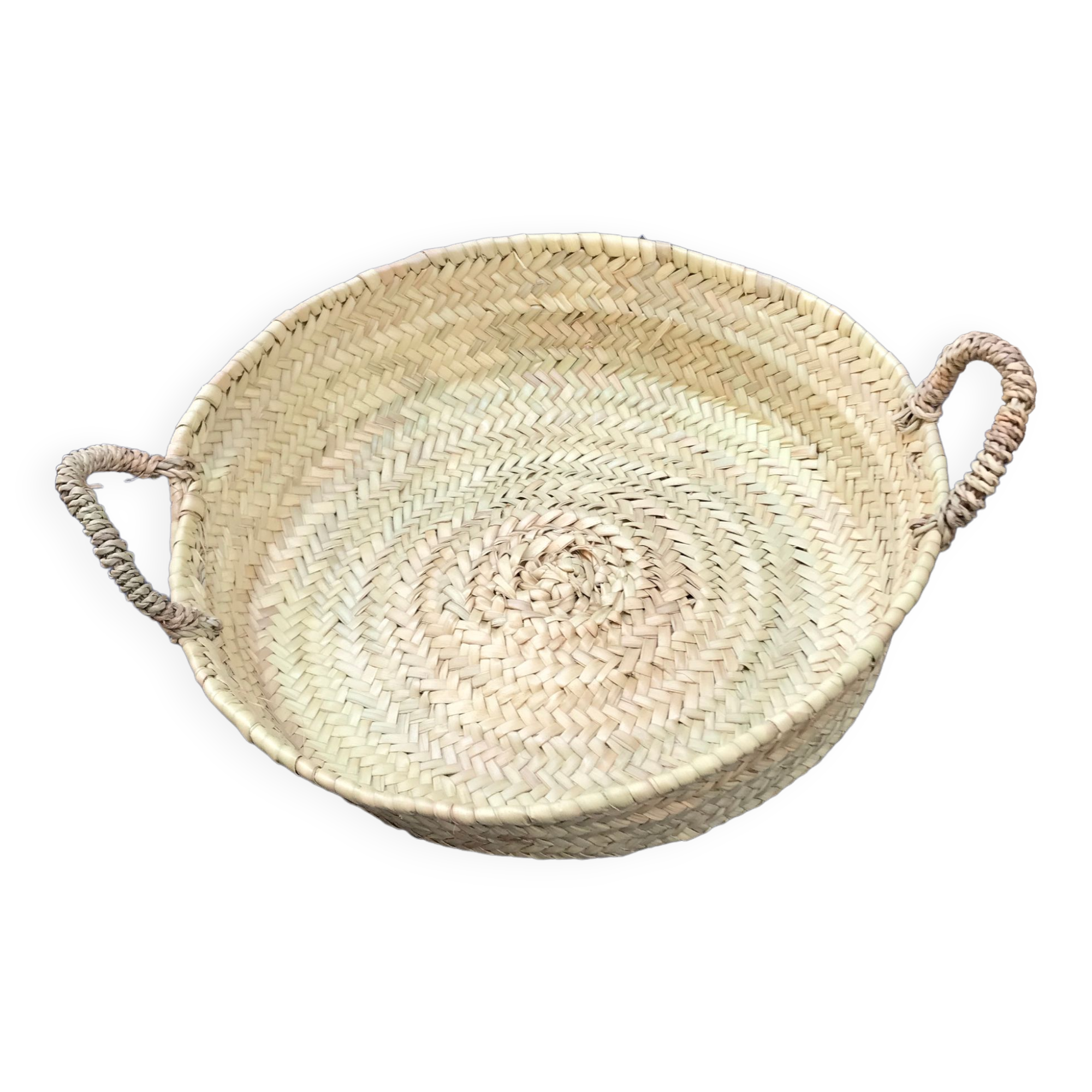Braided wicker handle basket