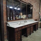 1930s Barber Cabinet | Double Salon Unit with Marble & Mirror