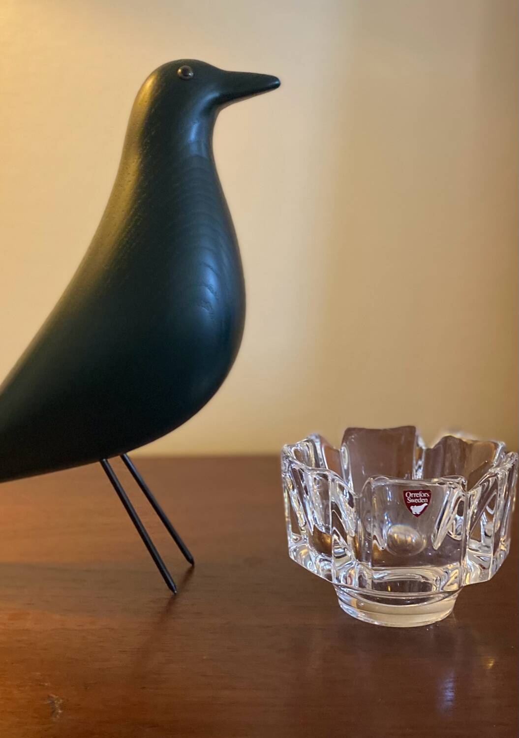 Vintage orrefors small crystal corona bowl , design by lars hellsten, sweden 1970s