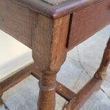 Antique 1900s Solid Oak Rustic Farmhouse Console Side Table