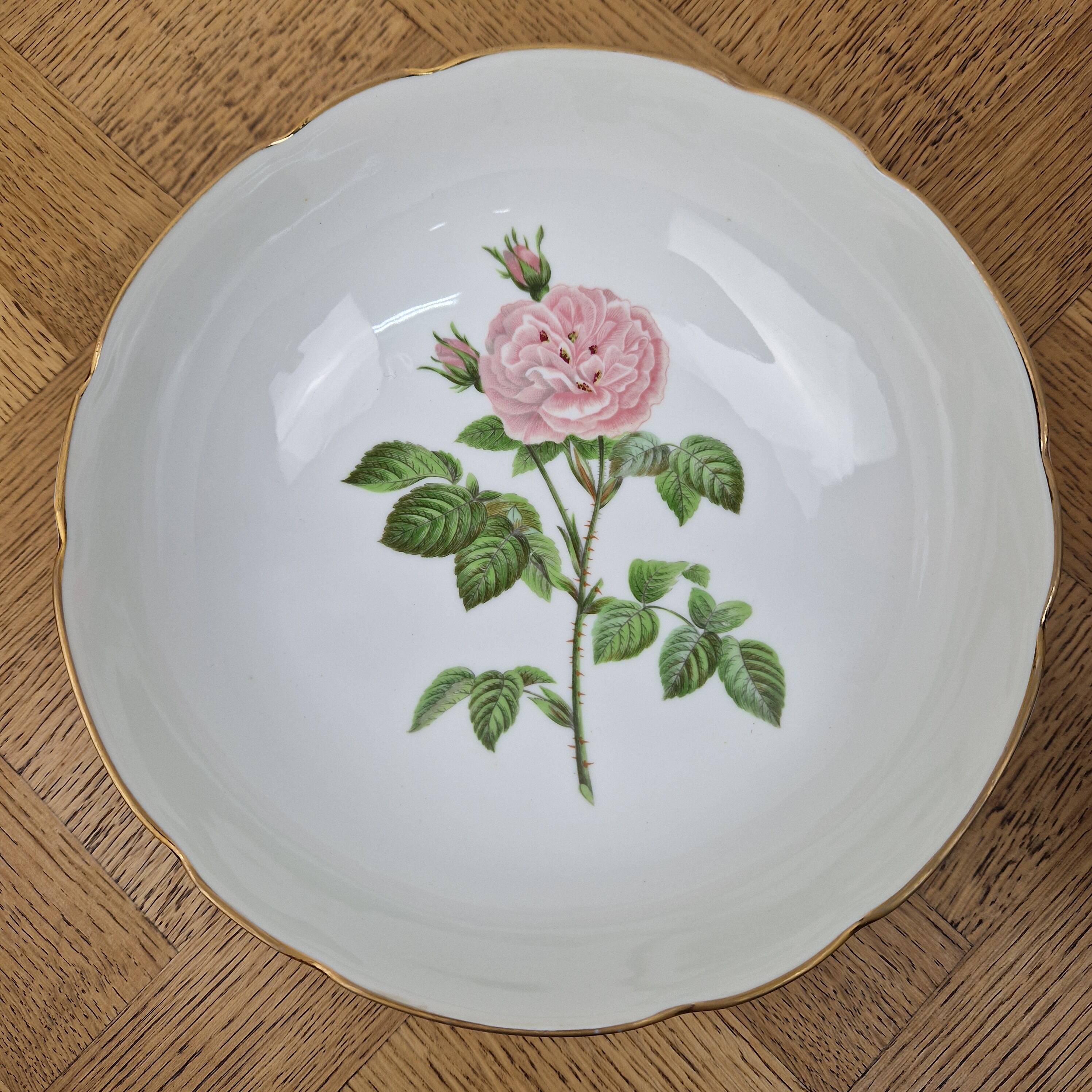 Saladier tripode porcelaine de Paris à décor roses – Coupe vintage