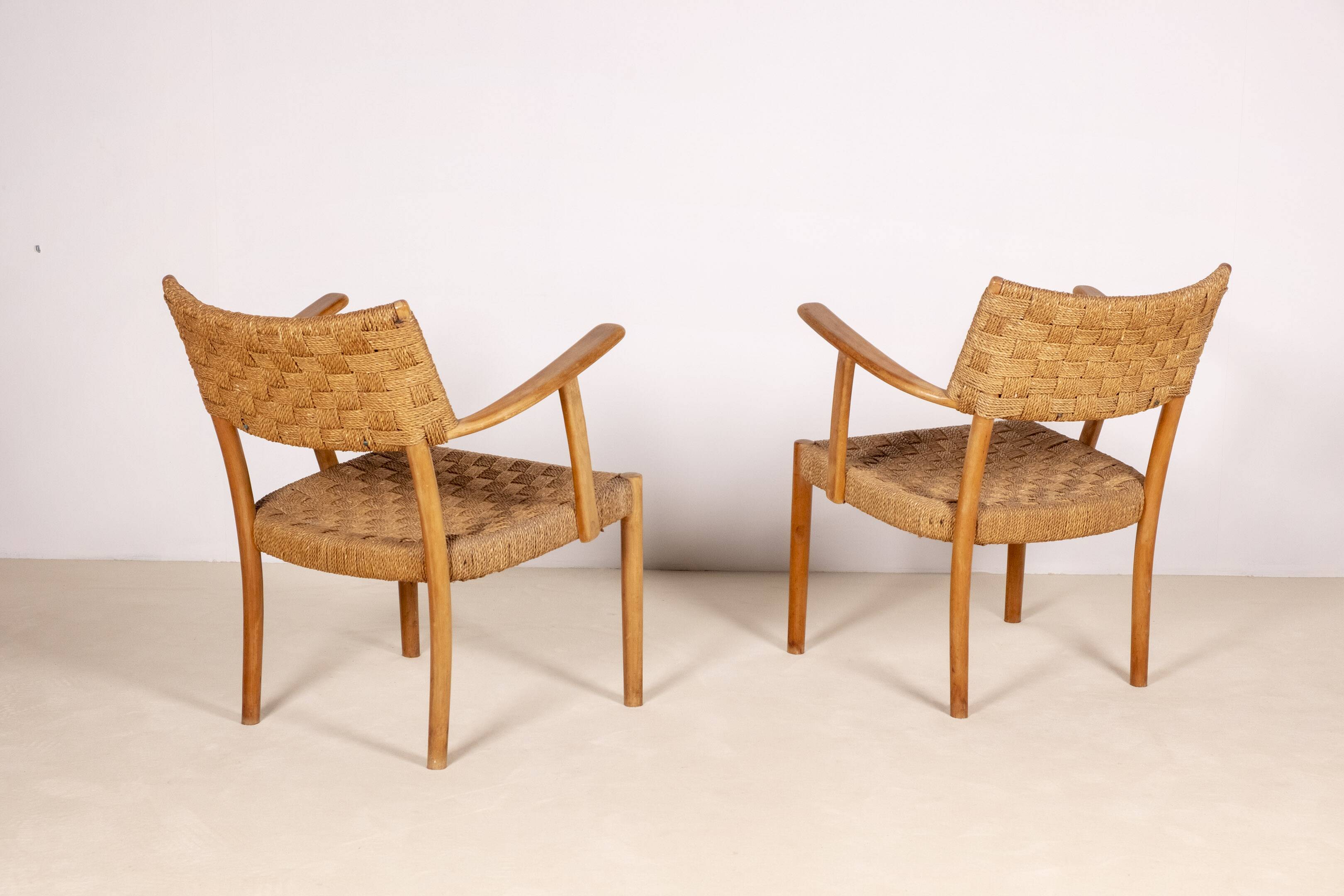 Pair of Karl Schrøder Model 1570 Lounge Chairs, Fritz Hansen, 1930s
