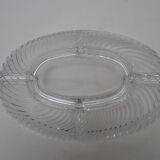 oval plate in molded glass with compartments