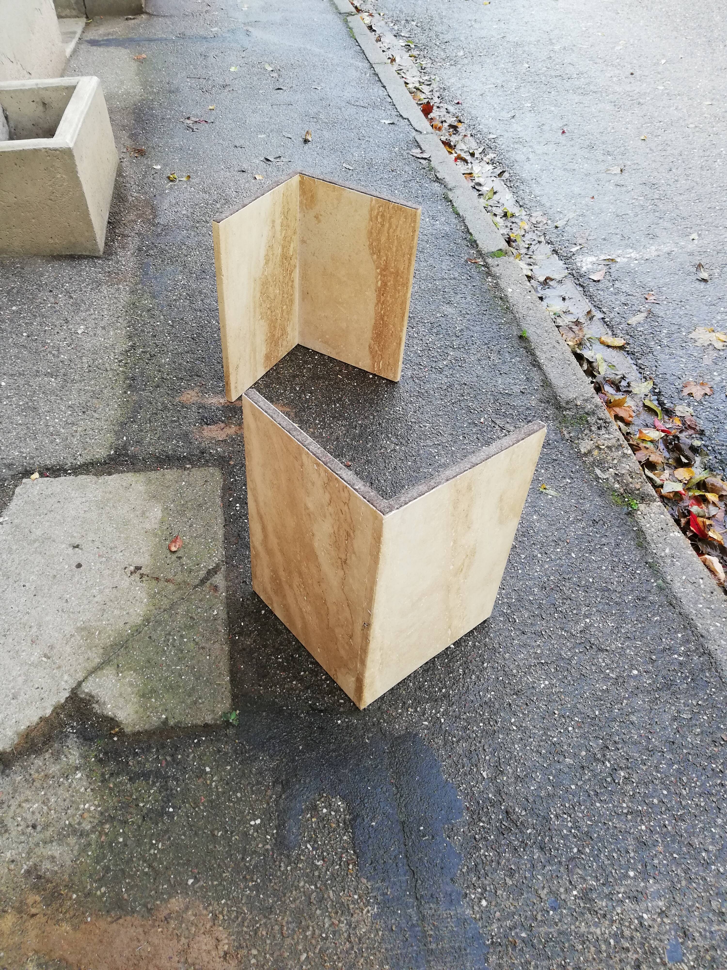 Vintage oval travertine coffee table