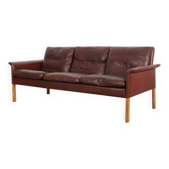 Canapé en cuir marron, design danois, années 1960