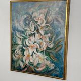 Mid Century Swedish Oil on Canvas – “White Lilies” by Torsten Hult