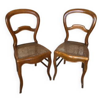 Pair of chairs louis philippe wood & seat quarter