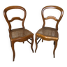 Pair of chairs louis philippe wood & seat quarter