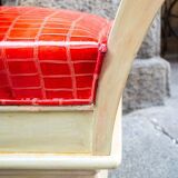 Sgabelli Art Deco in wood, ottone and pelle, Italia, anni '30, set of 2