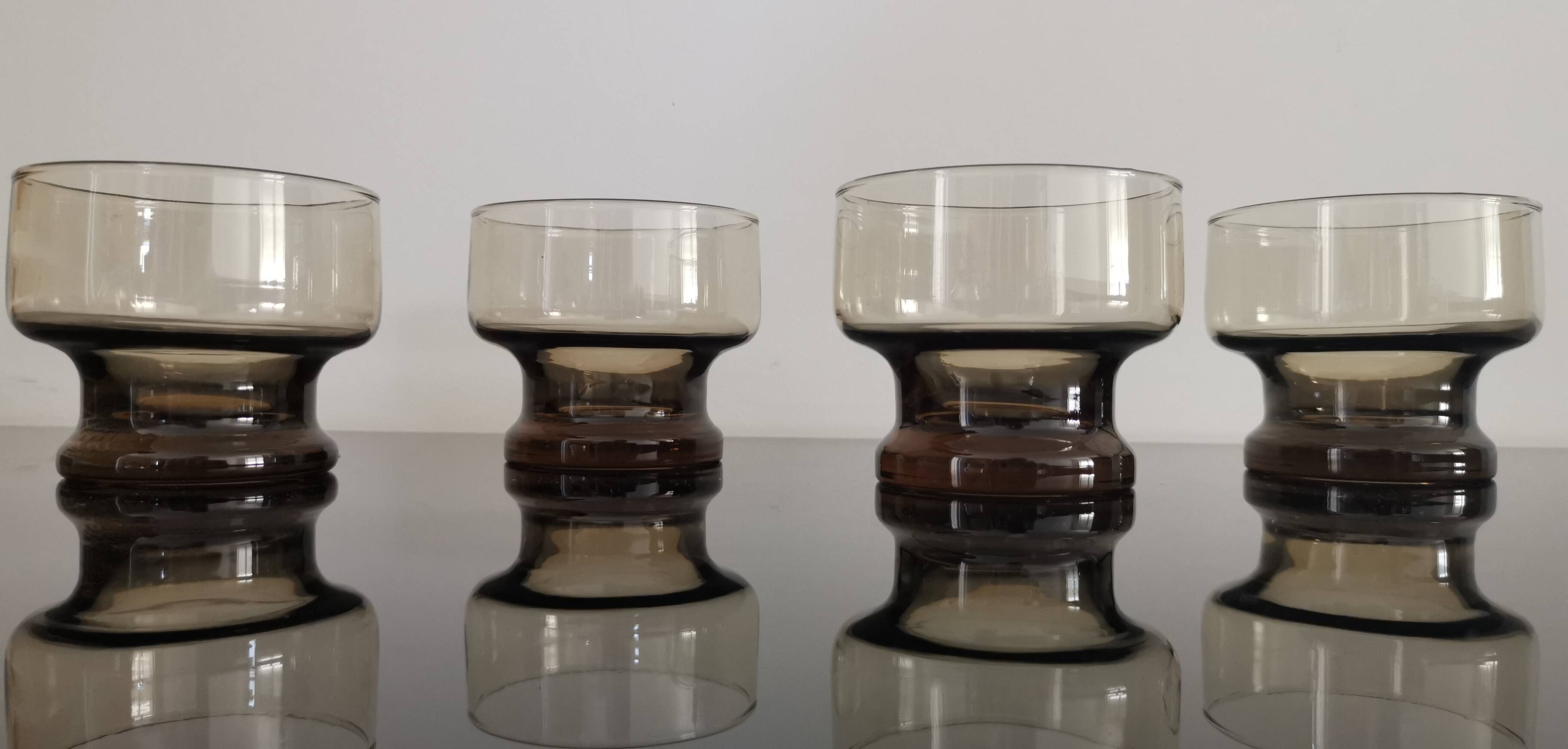 4 vintage 70s smoked glasses