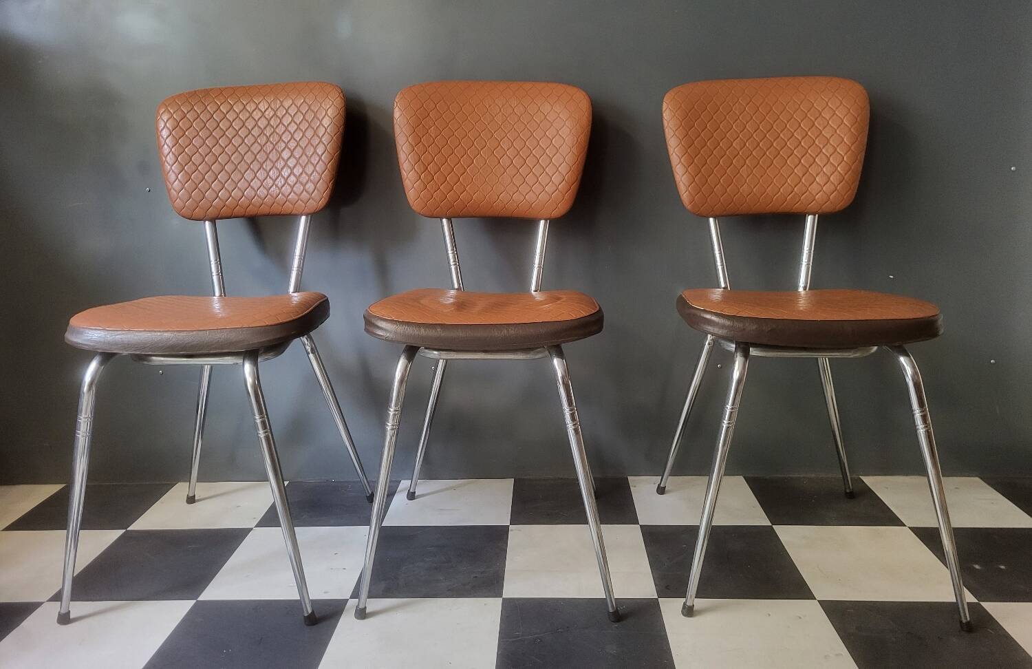 Bistro kitchen chairs in faux leather LOIRE SIEGES Vintage