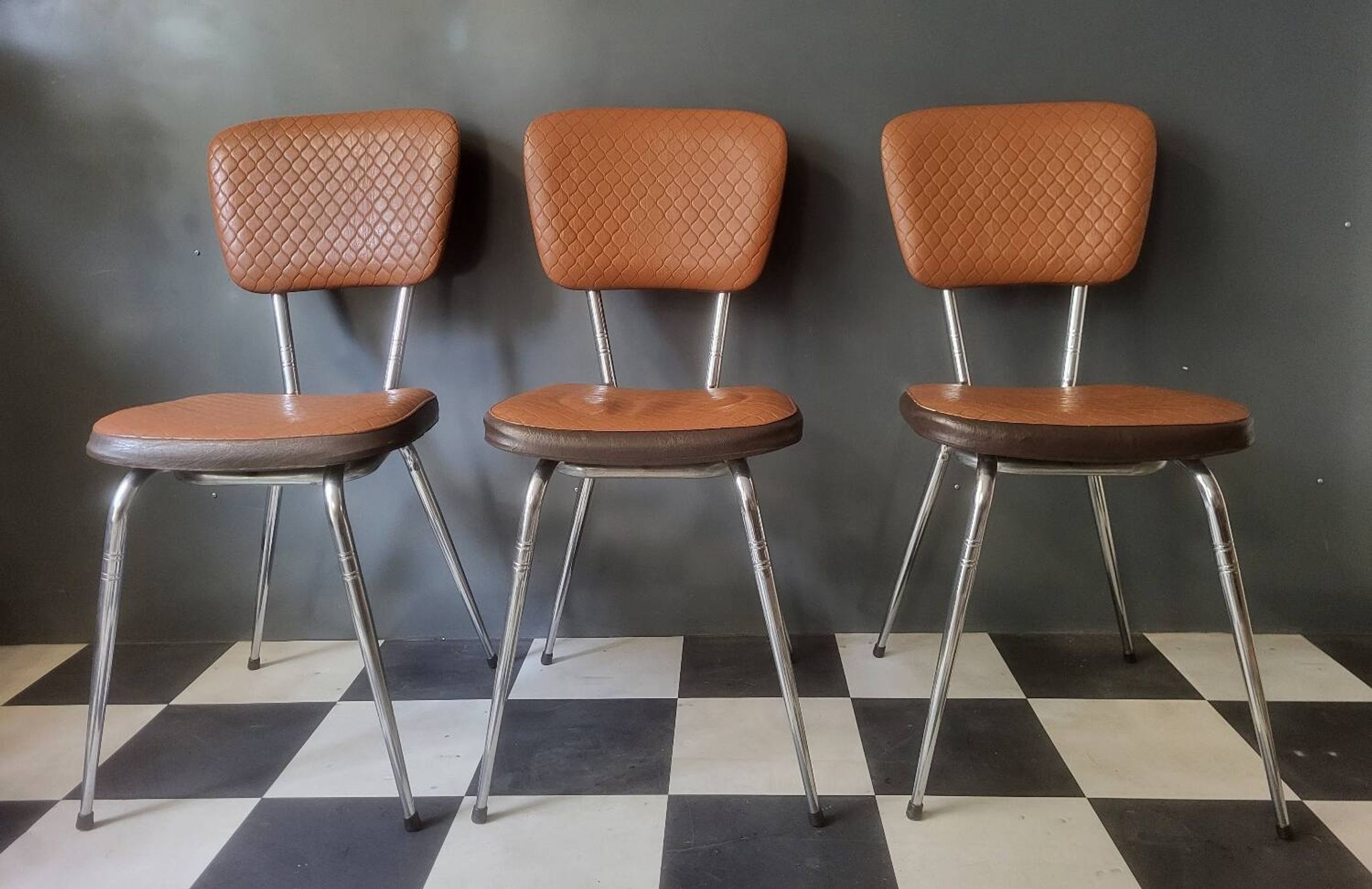 Bistro kitchen chairs in faux leather LOIRE SIEGES Vintage