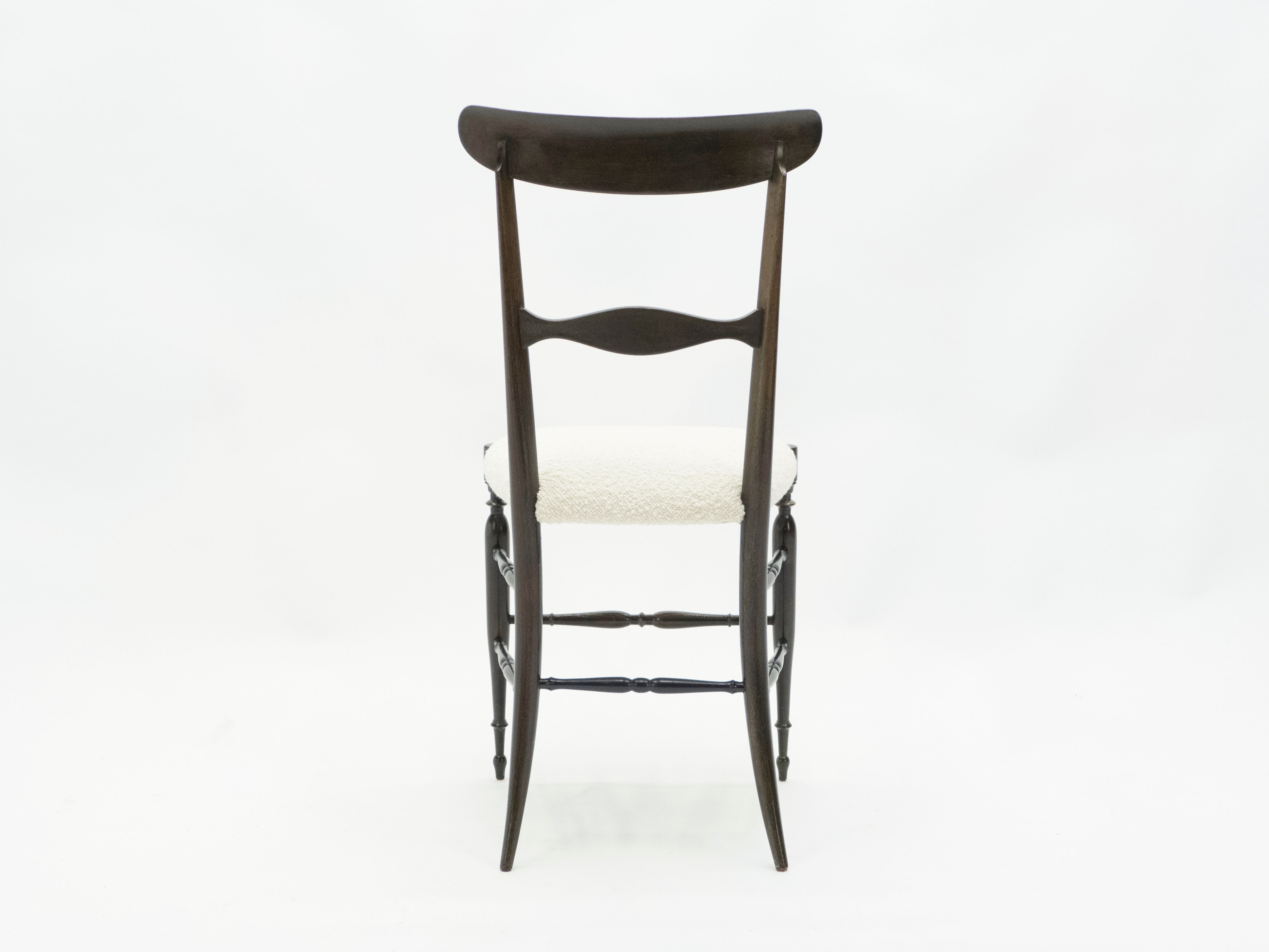 Set of 4 chairs Campanino Chiavari walnut by Fratelli Levaggi 1950