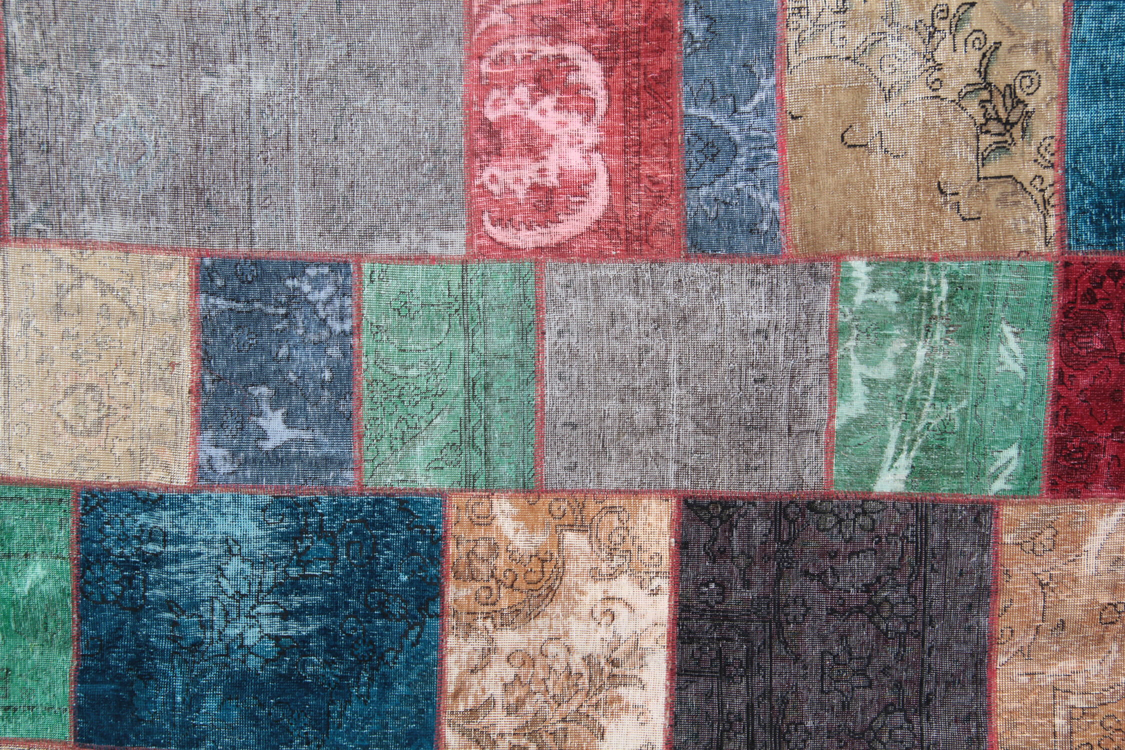 Bold patchwork area rug handwoven oriental wool carpet- 200x300cm