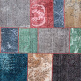 Bold patchwork area rug handwoven oriental wool carpet- 200x300cm