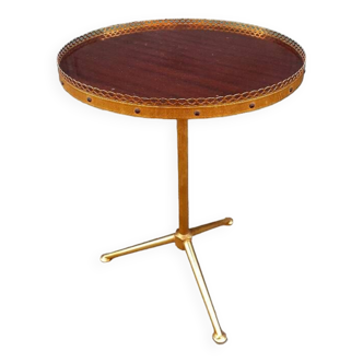 Round formica and gilded brass pedestal table, 1950