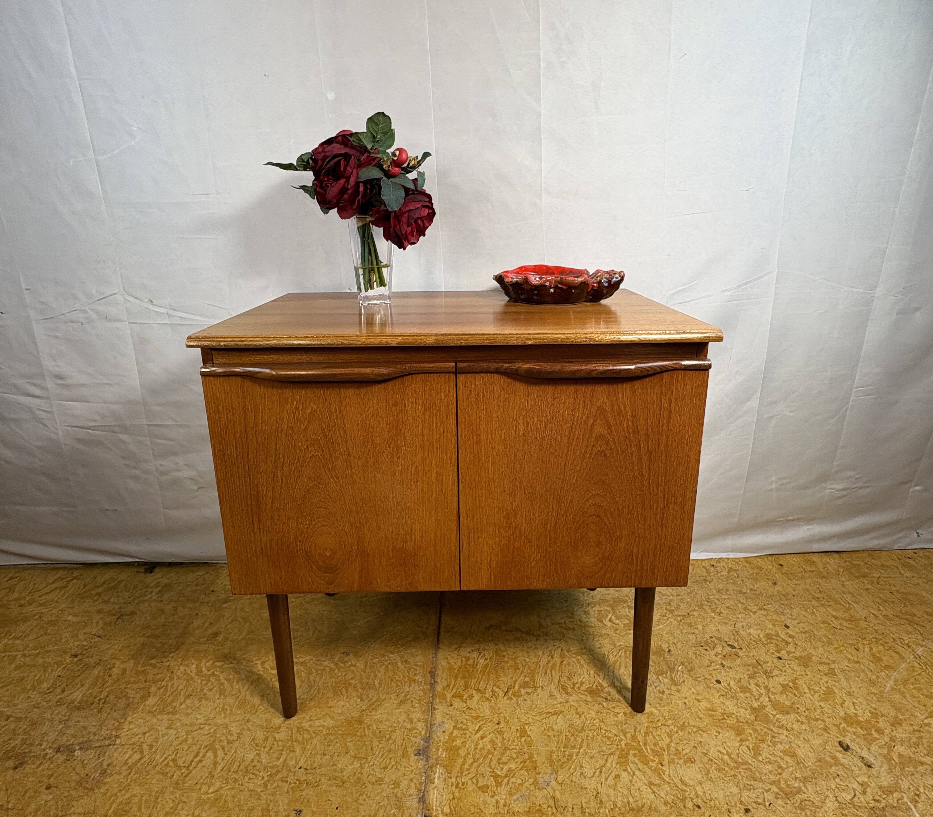 Mid-Century Retro Vintage Teak Record Cabinet 1960  Organically Formed Hand