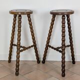 Paire tabourets tripodes