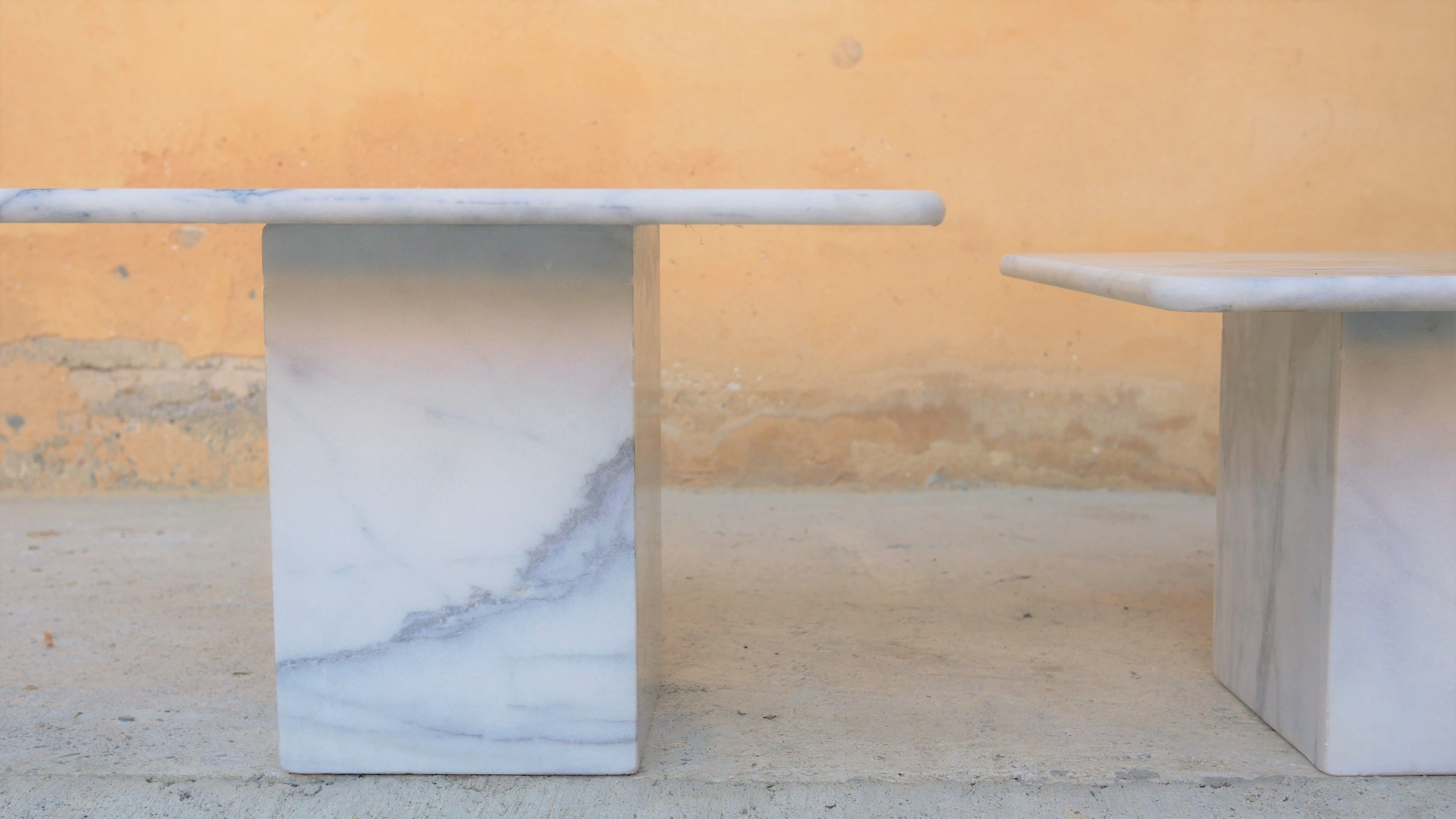 Series of 3 vintage marble coffee tables