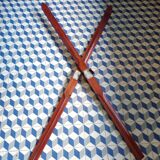 Pair of old wooden skis L=200 cm