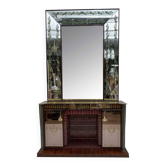 Luigi Brusotti Mid-Century Modern Italian Bar Cabinet with Decorated Mirror